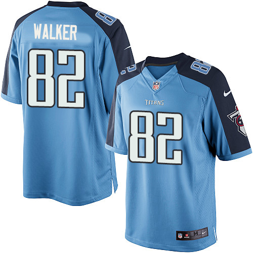 Men's Limited Delanie Walker Nike Jersey Light Blue Home - #82 NFL Tennessee Titans